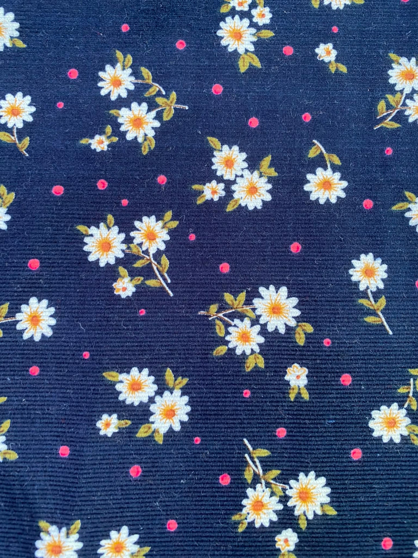 Printed Needlecord 100% Cotton - Blue/Pink/Green/White/Yellow - 44"Wide - Sold By The Metre