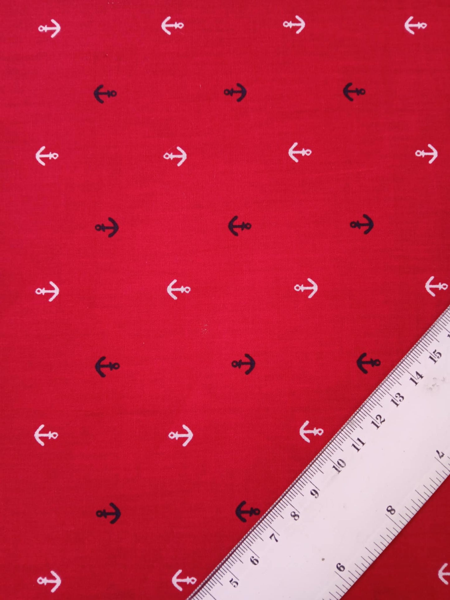 100% Cotton Poplin - Anchors - Red/Navy/White - 57" Wide - Sold By The Metre