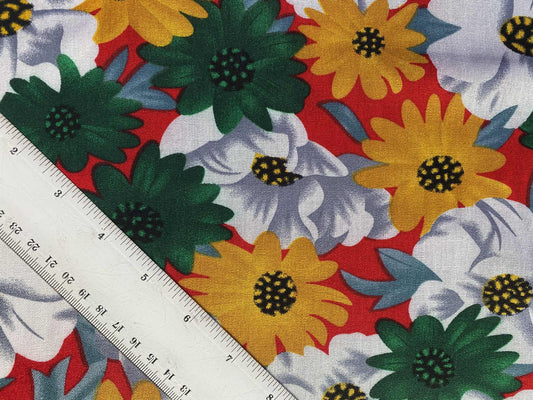 Viscose - Red/Grey/Orange/Green - 57"Wide - Sold By The Metre