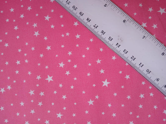 100% Cotton Poplin - Stars - Pink/White - 57" Wide - Sold By The Metre