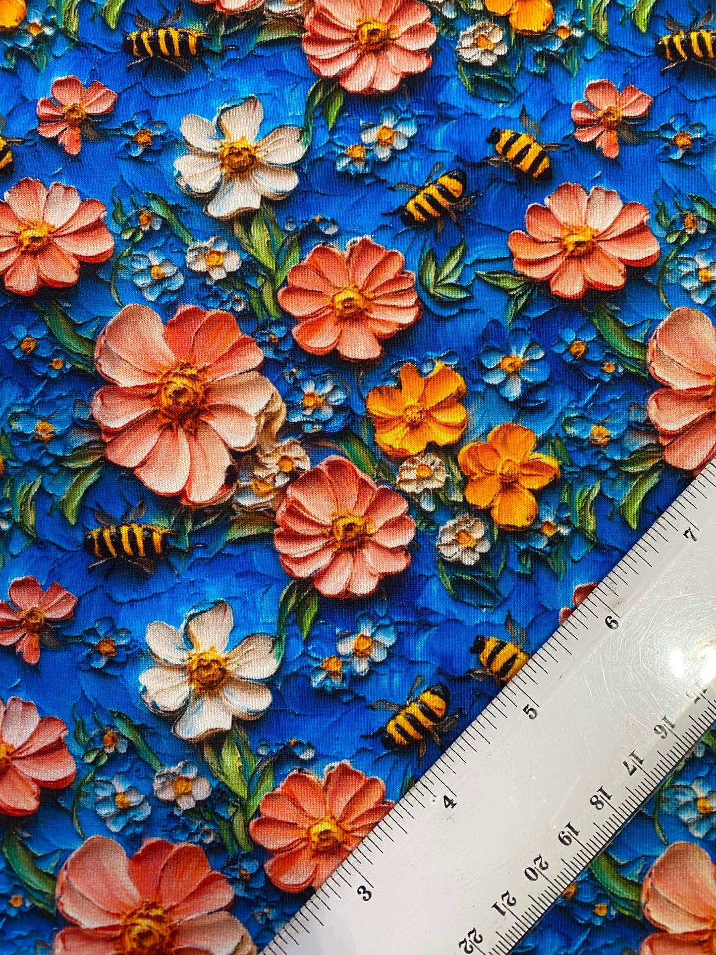 Little Johnny Busy Bees Cotton Jersey - 58" Wide - 95% Cotton 5% Lycra - Navy/Multi