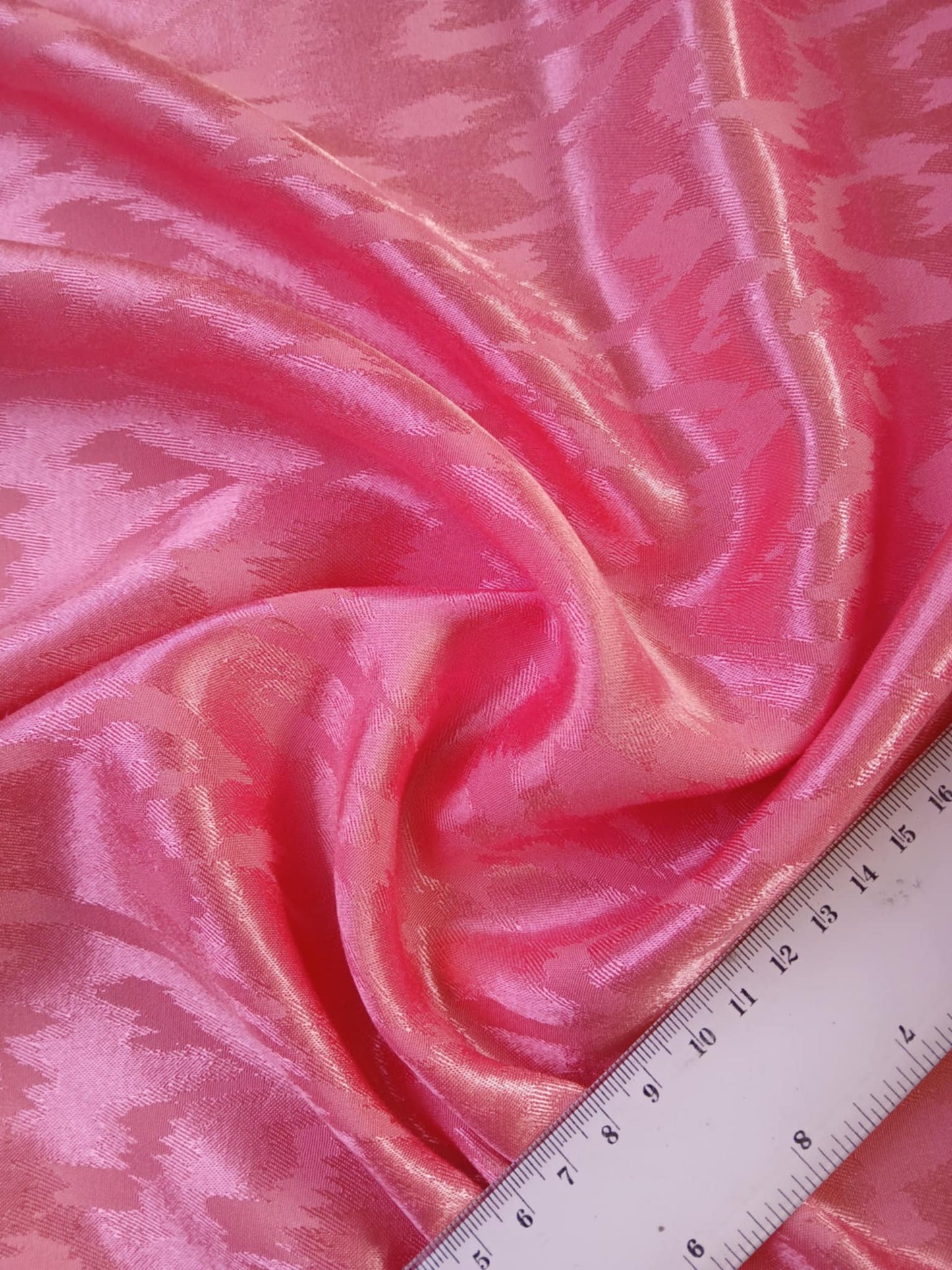 River Island - Satin Viscose Jacquard - Pink - 60" Wide - Sold By The Metre