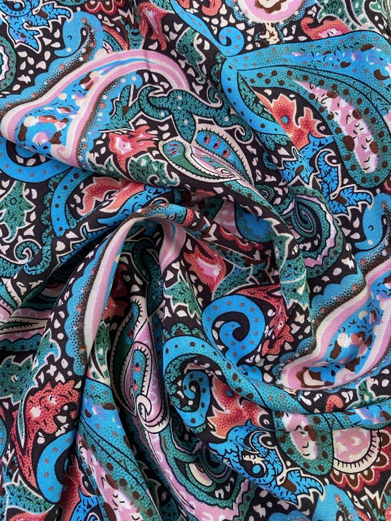 Viscose - Blue/Pink/Turquoise - 57" Wide - Sold By The Metre