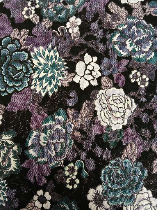 Coating/Jacket Brocade - Purple/Teal/White/Black - 64" Wide - Sold By The Metre