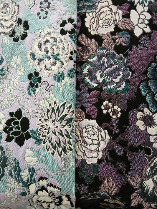 Coating/Jacket Brocade - Purple/Teal/White/Black - 64" Wide - Sold By The Metre