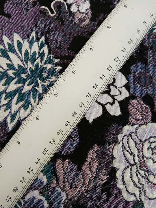 Coating/Jacket Brocade - Purple/Teal/White/Black - 64" Wide - Sold By The Metre
