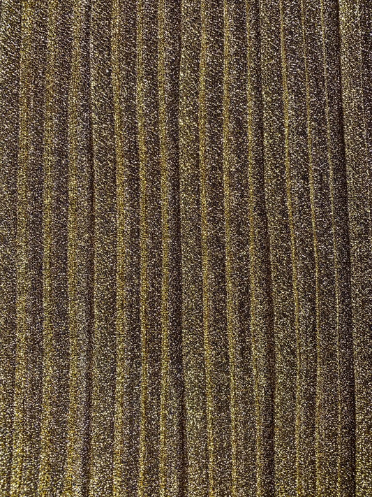 Gold Metallic Big Pleat Fabric with Lycra - 60" Wide, £2.99 per Metre