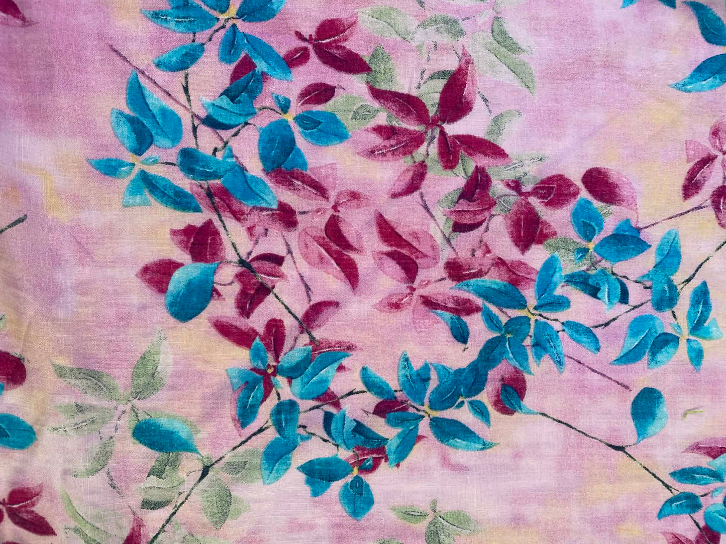 100% Premium Printed Cotton Fabric - Pink/Turquoise/Plum/gren- 44" Wide - For Dressmaking, Quilting & Crafts