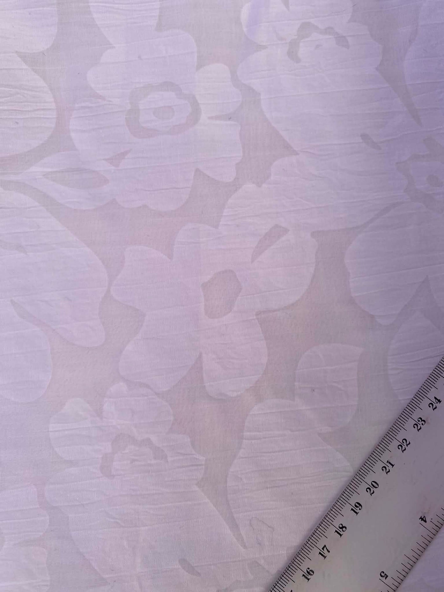 White Floral Burnout Polycotton - 54" Wide - Sheer Textured Leaf & Bloom - £2.99/m