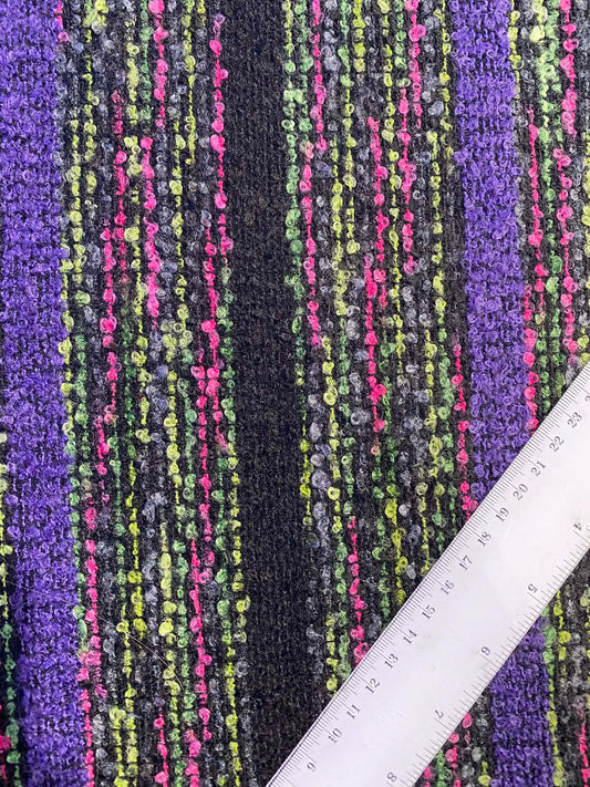 Boucle - Purple/Pink/Lime/Black - 60"Wide - Sold By The Metre