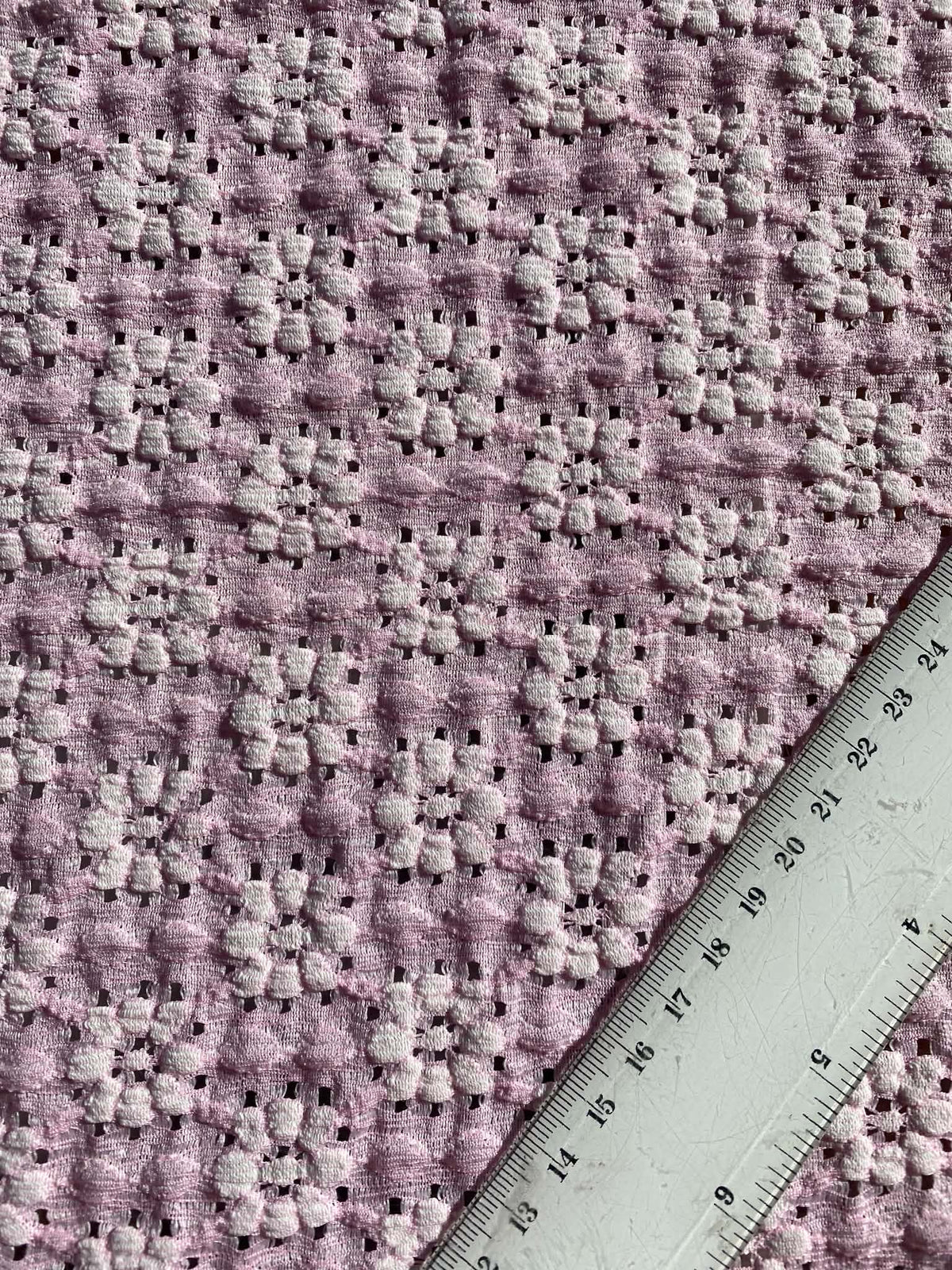 50% Nylon 45% Cotton 5% Spandex - Pink/White - Clover Designs - 52" Wide