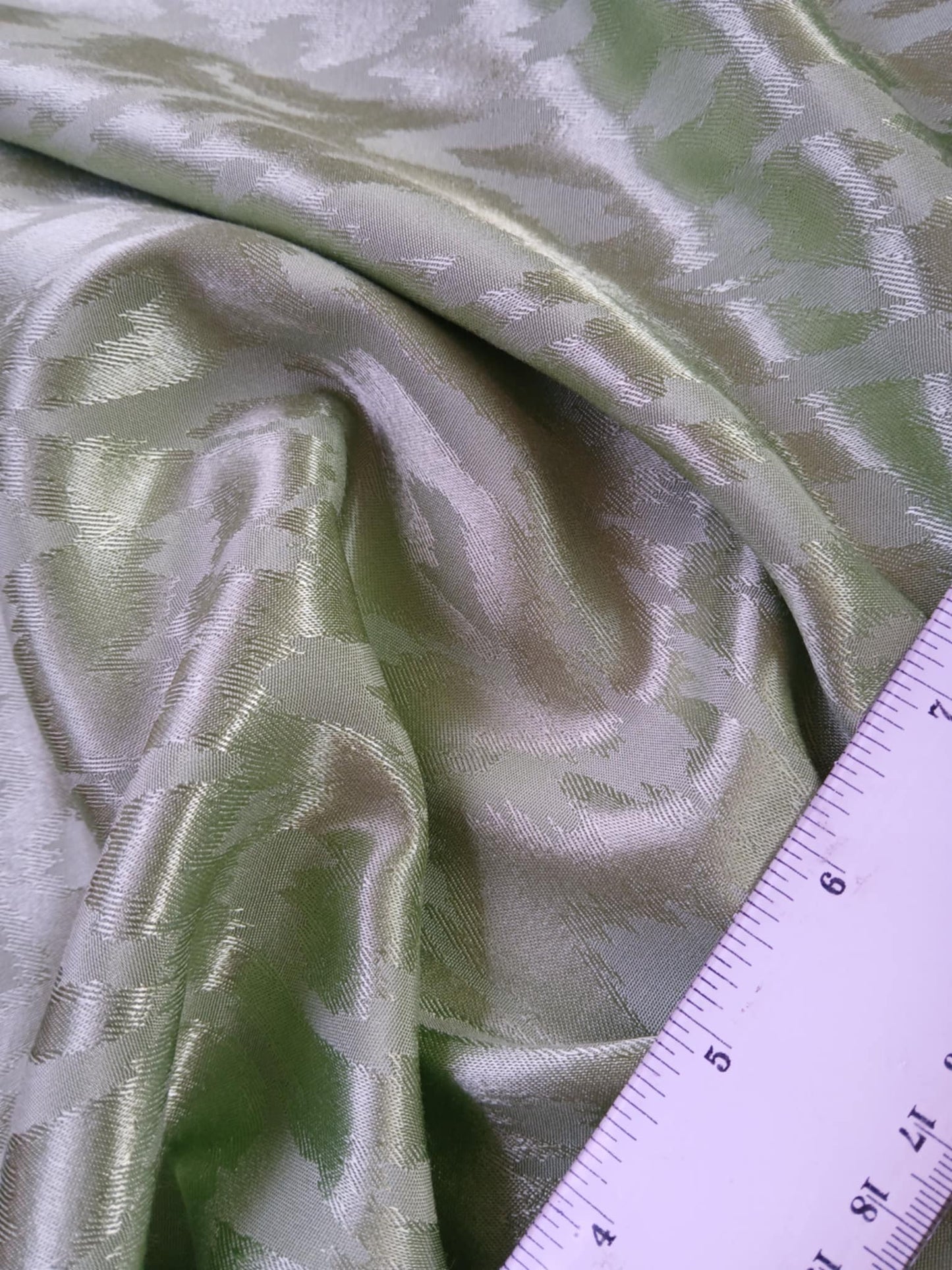 River Island - Satin Viscose Jacquard - Green - 60" Wide - Sold By The Metre