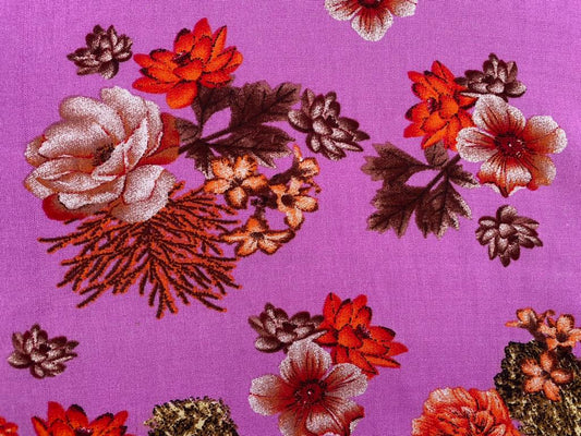 Viscose - Lilac/Orange/Brown - 57" Wide - Sold By The Metre