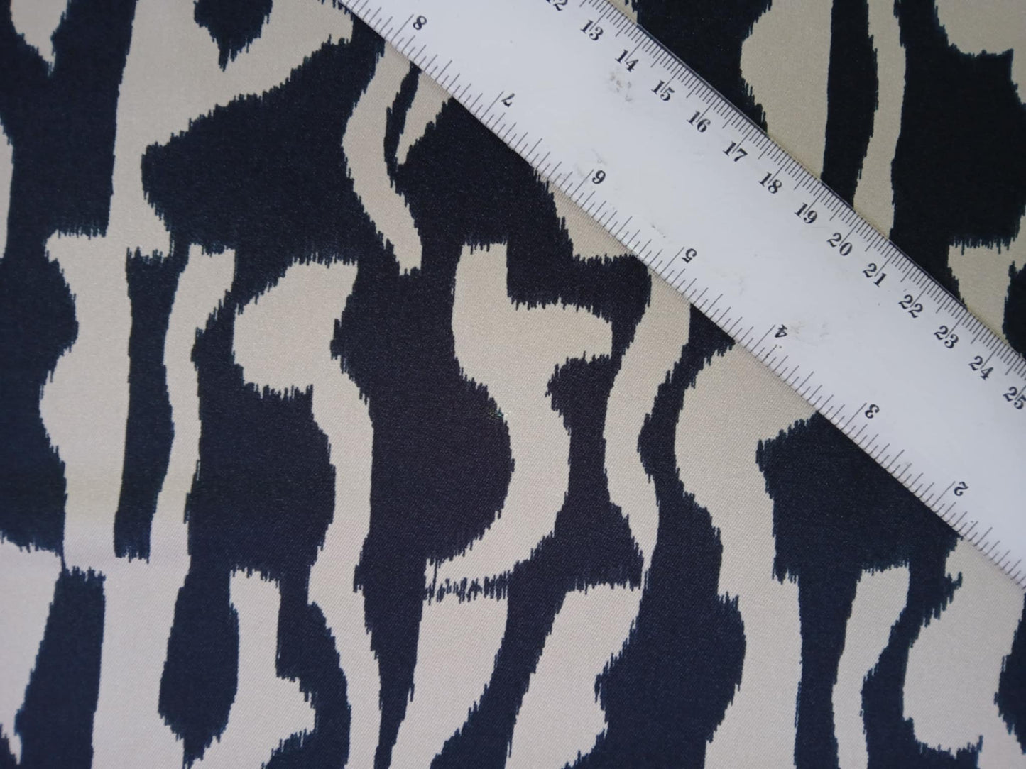 Satin - Cream/Black - 58" Wide - Sold By The Metre