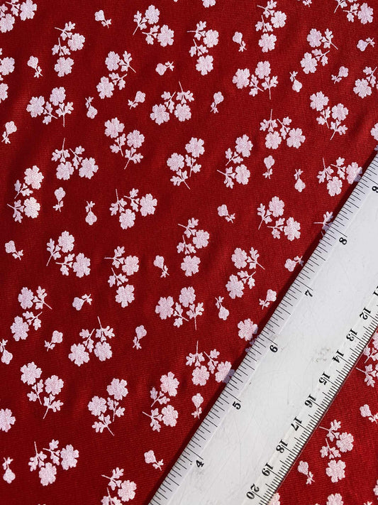 Viscose Lycra - Red/White - 62"Wide - Sold By The Metre