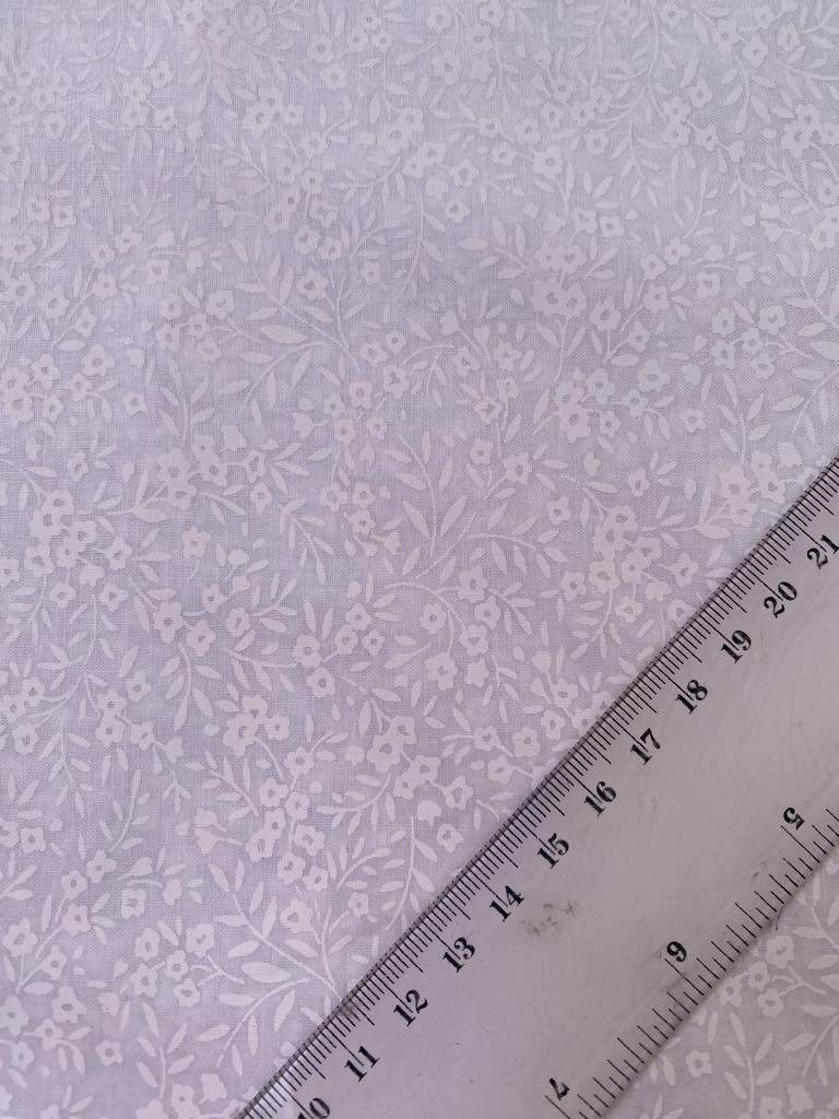100% Cotton - Blenders - Ditsy Floral - Cream on White - 44" Wide - Sold By The Metre