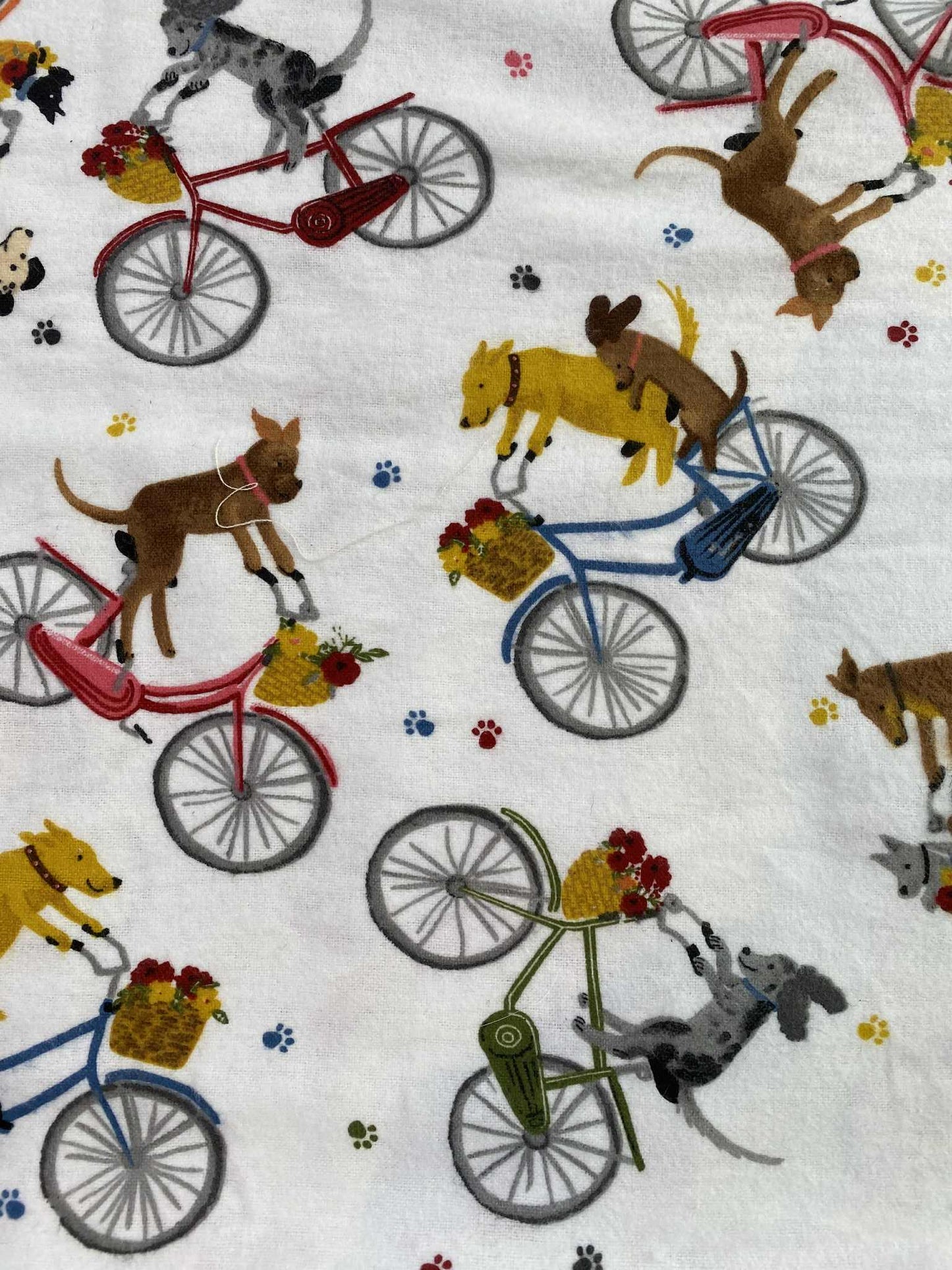 Brushed Cotton - White/Yellow/Red/Grey - 42"Wide - Sold By The Metre