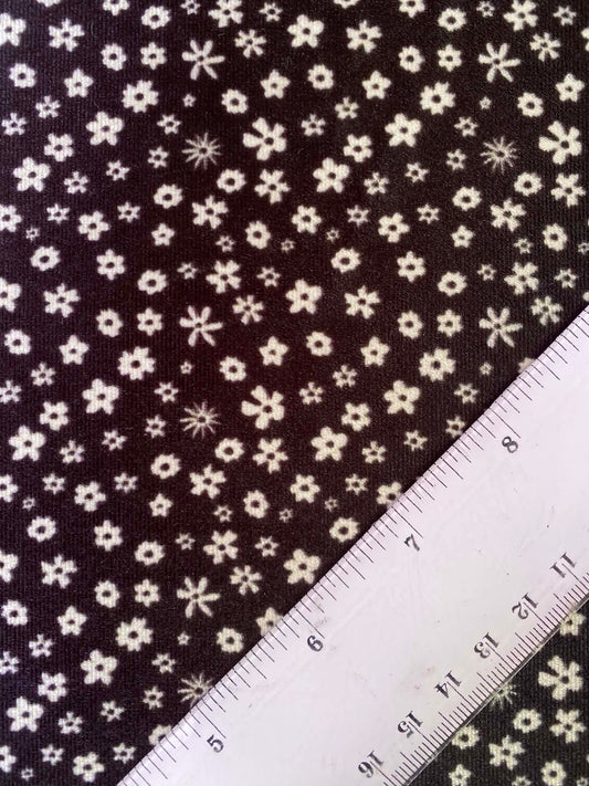 Black & Cream Patterned Spandex Velvet Fabric - 60" Wide - Stretch - £2.99/m