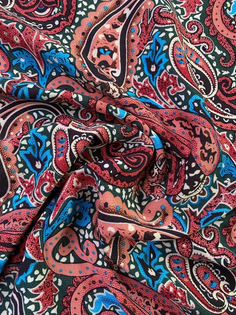 Viscose - Plum/Peach/Blue/Black - 57" Wide - Sold By The Metre