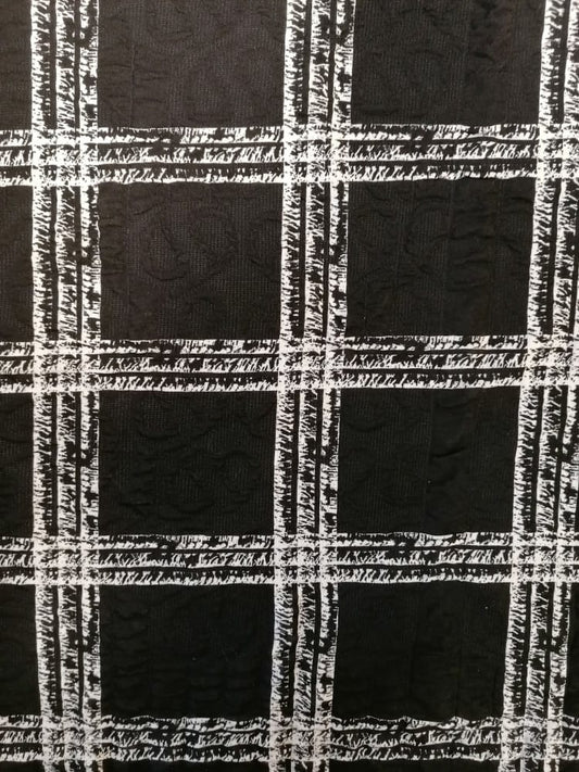 Bubble Ponte Roma - Black/Cream - 54" Wide - Sold By the Metre. - legend textiles