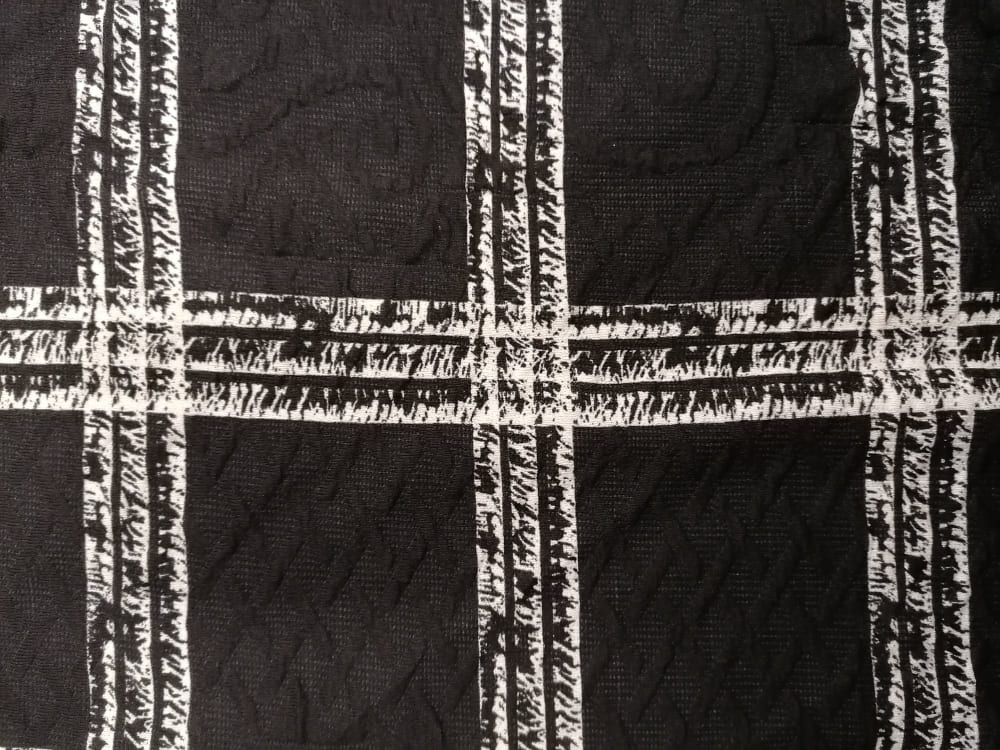 Bubble Ponte Roma - Black/Cream - 54" Wide - Sold By the Metre. - legend textiles