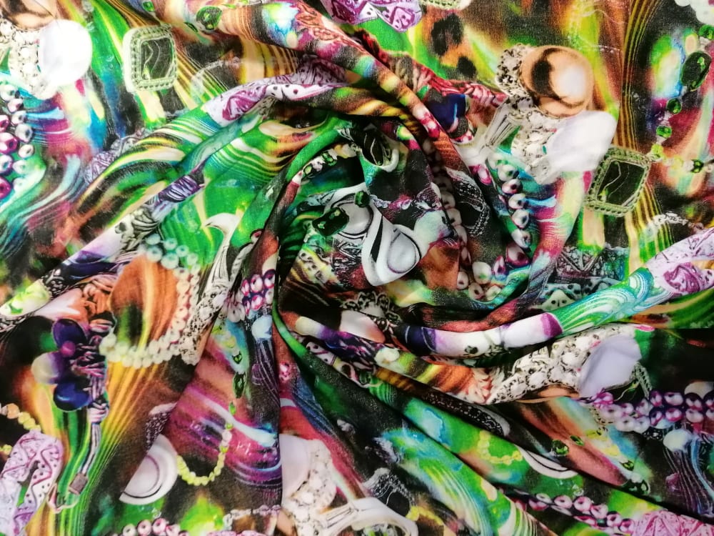 Viscose - Jewels - Multi-Coloured - 56" Wide - Sold By the Metre - legend textiles