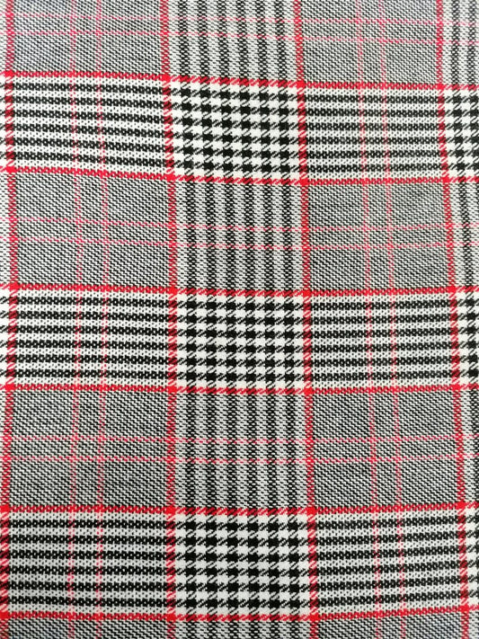 Wool Mix - Check - Black/White/Red - 56" Wide - Sold By the Metre - legend textiles