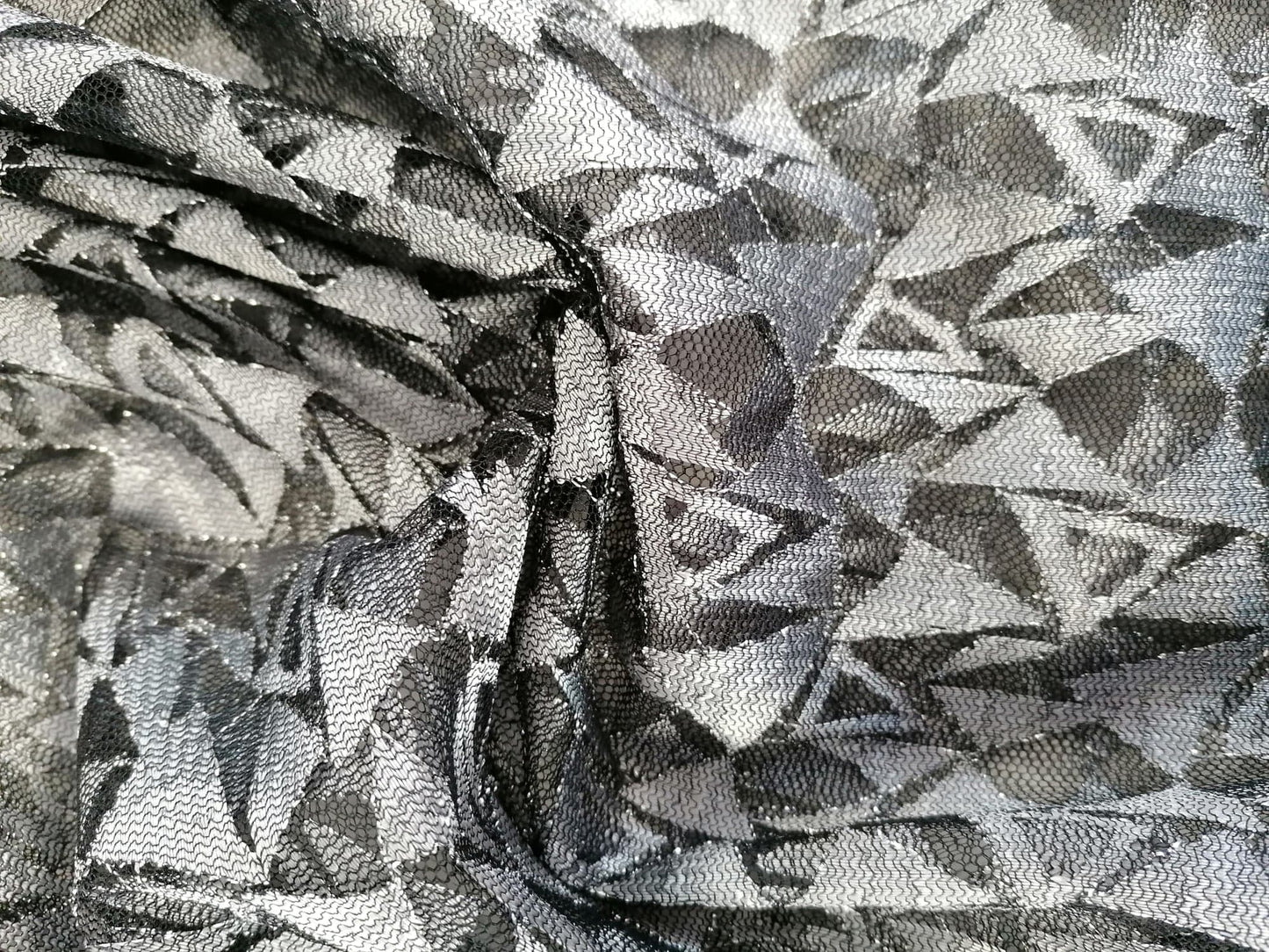 Lace - Shapes - Grey/Silver - 48" Wide - Sold By the Metre