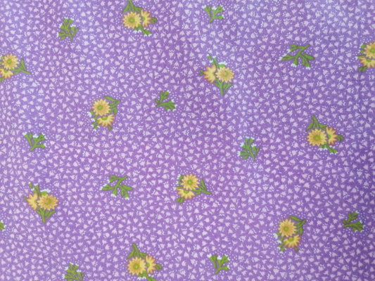 100% Vintage Cotton - Purple/Yellow/Green - 36" Wide - Sold By the Metre