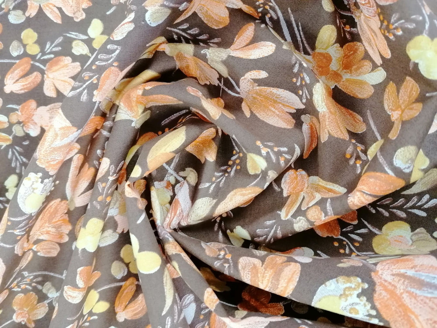 100% Cotton - Brown/Orange/Yellow - 45" Wide - Sold By the Metre
