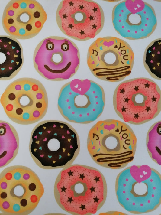 Scuba - Doughnuts - Cream/Pink/Orange/Yellow - 56" Wide - Sold By the Metre