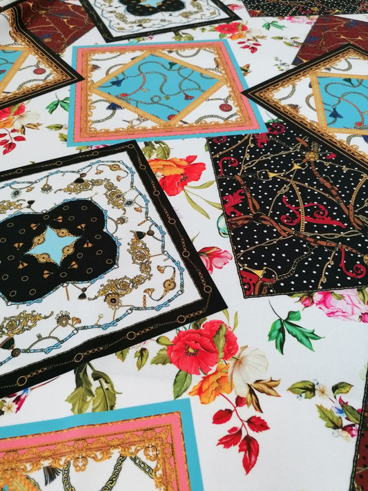 Scuba Crepe - Cream/Blue/Brown/Black - 58" Wide - Sold By the Metre