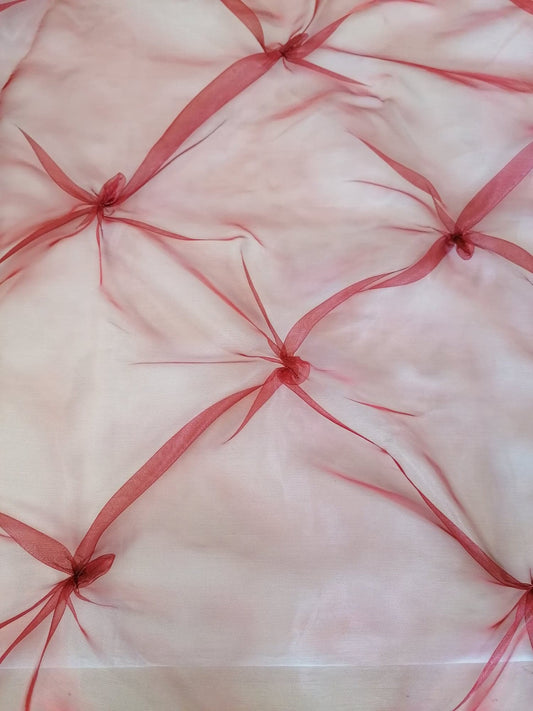 Hand stitched Organza - Red - 48 " Wide - Sold By the Metre