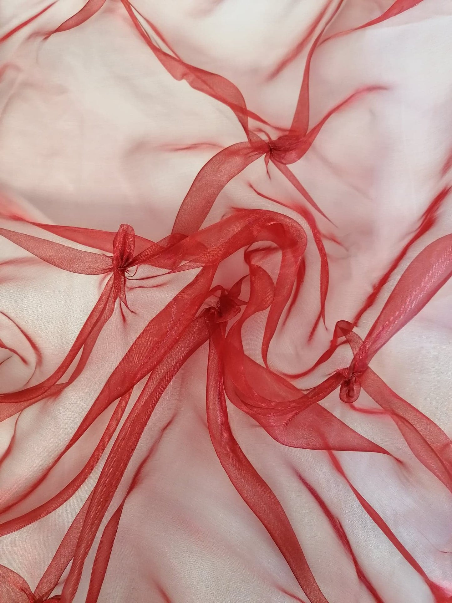 Hand stitched Organza - Red - 48 " Wide - Sold By the Metre