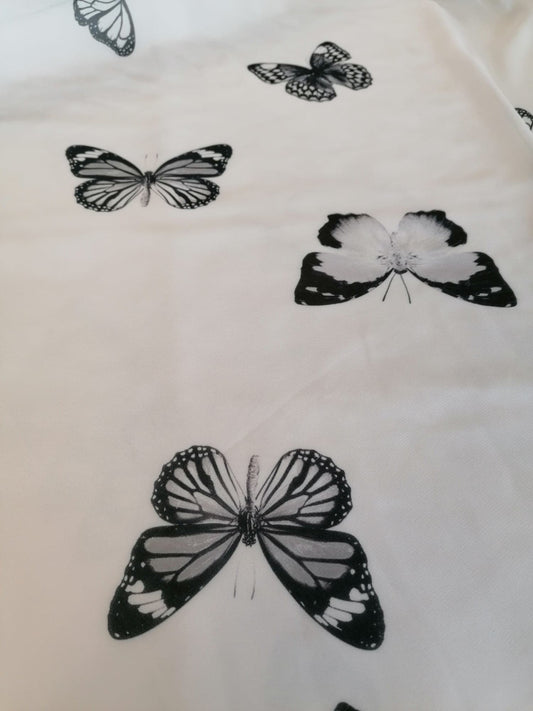 Chiffon - Butterflies - White - 58" Wide - Sold By the Metre