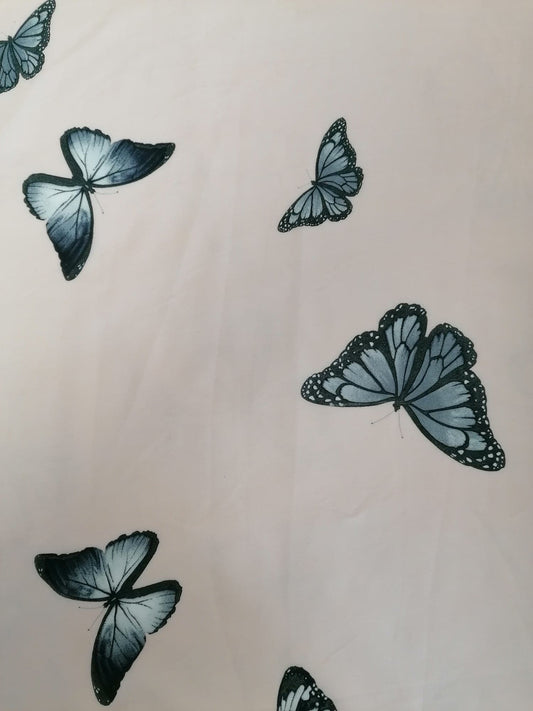 Chiffon - Butterflies - Pink/Grey - 58" Wide - Sold By the Metre