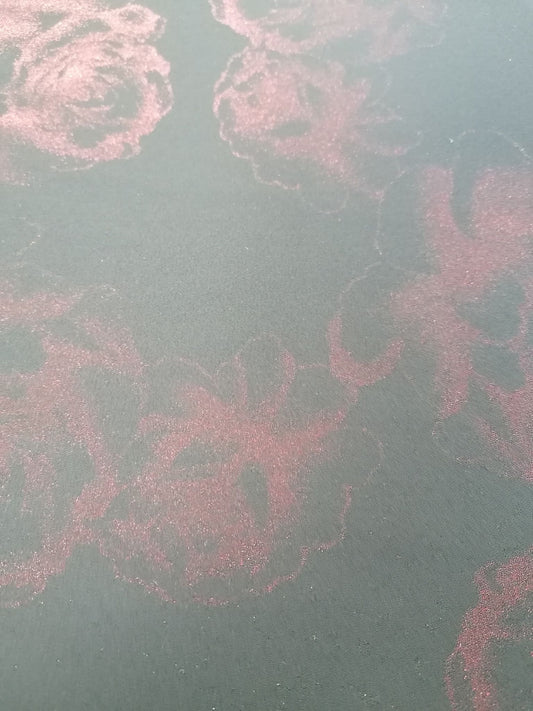 Shimmer - Black/Red Rose - 58" Wide - Sold By the Metre