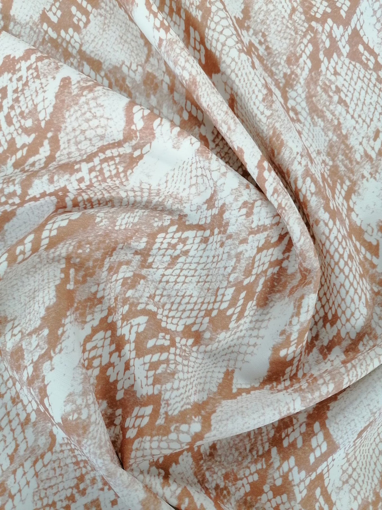 Swimwear Lycra - Snakeskin - Beige/White - 59" Wide - Sold By the Metre