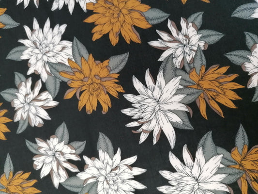 Soft Touch Chiffon - Black/Grey/Mustard - 60" Wide - Sold By the Metre