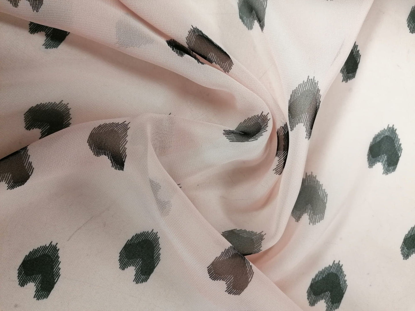 Chiffon - Black/Dusty Pink - 59" Wide - Sold By the Metre