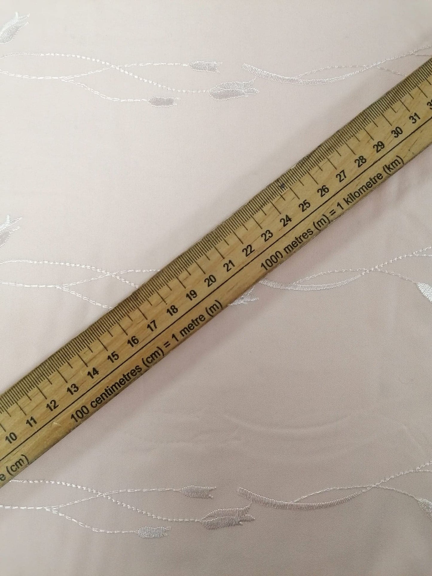 Embroidered Crepe de Chine - Baby Pink - 44" Wide - Sold By the Metre