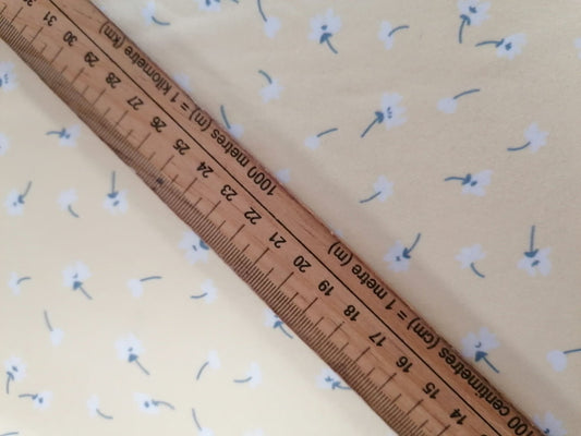 Spun Poly Jersey - Lemon/White - 62" Wide - Sold By The Metre