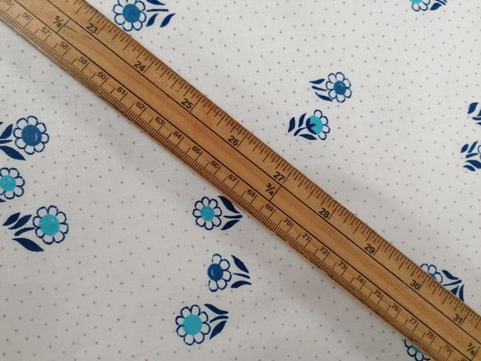 100% Vintage Cotton - White/Blue/Purple - 36" Wide - Sold By the Metre