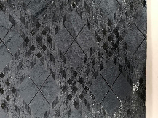 Suede - Check - Navy - 58" Wide - Sold By the Metre