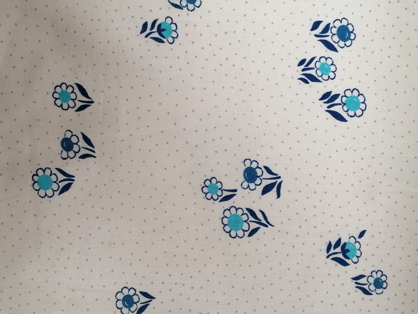 100% Vintage Cotton - White/Blue/Purple - 36" Wide - Sold By the Metre