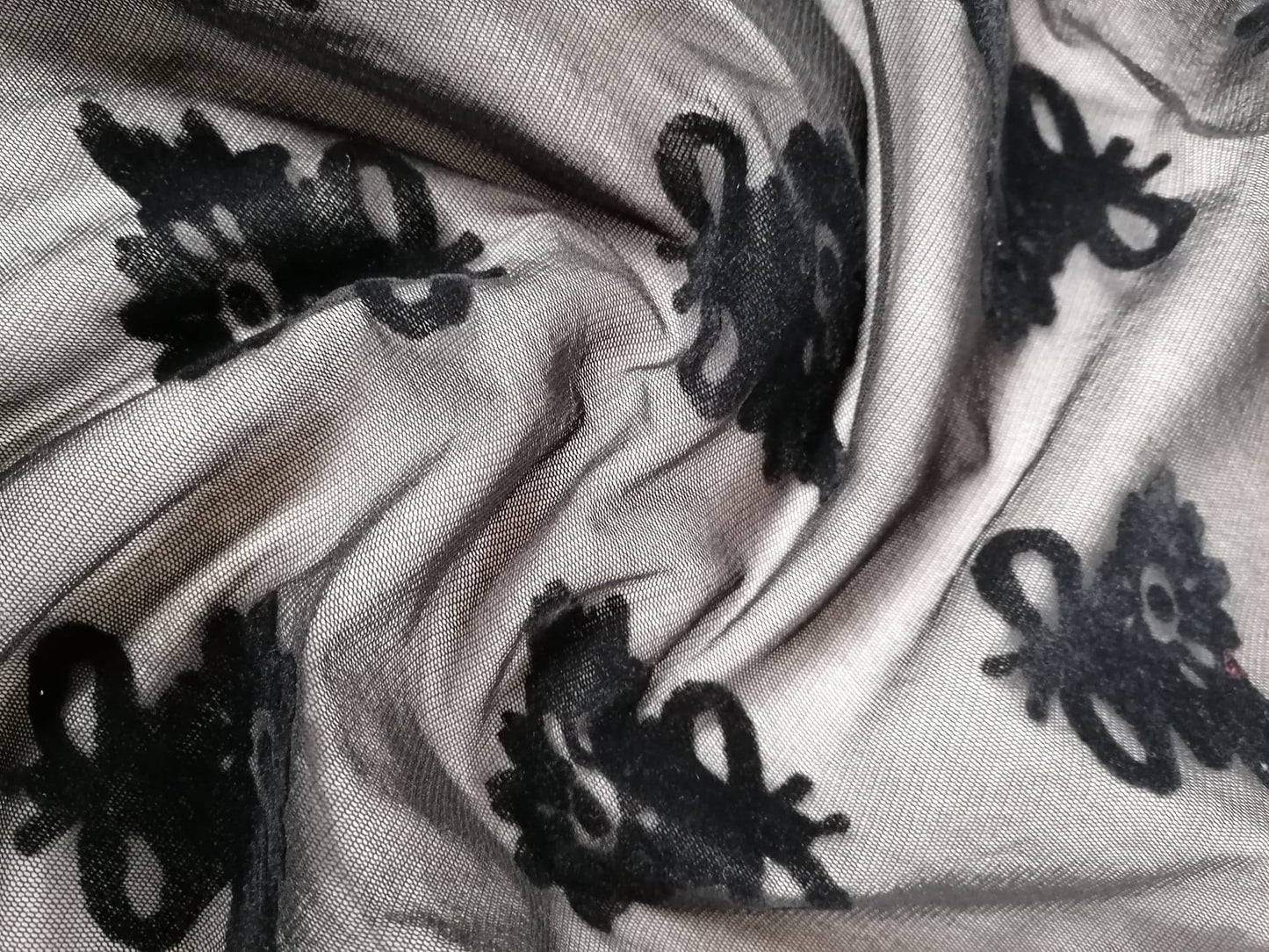 Flock Powermesh Print - Black - 51" Wide - Sold By the Metre