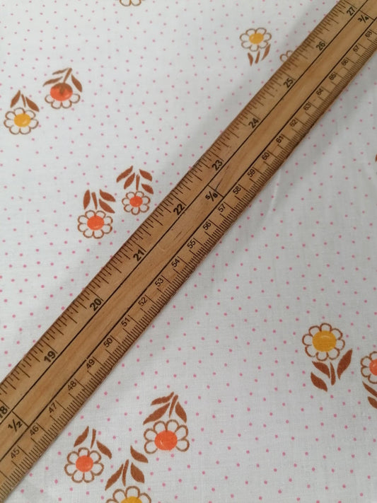 100% Vintage Cotton - White/Pink/Orange/Yellow/Brown - 36" Wide - Sold By the Metre