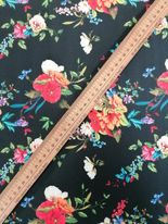 Scuba Floral - Black/Red/Orange/Cream - 60" Wide - Sold By the Metre
