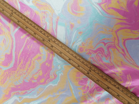 Poly Lycra Satin Finish - Blue/Pink/Orange - 59" Wide - Sold By the Metre