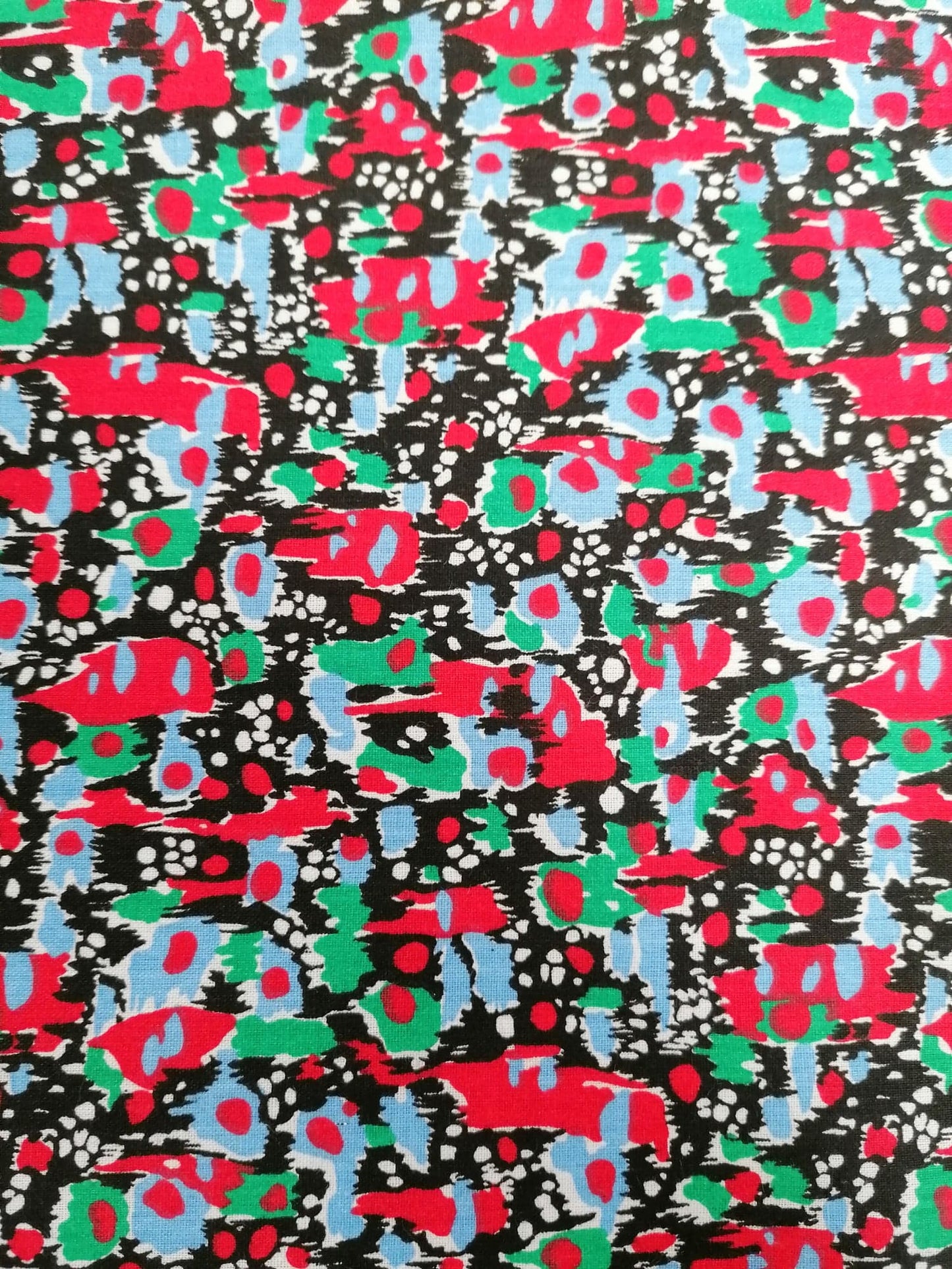 100% Vintage Cotton - Red/Green/Blue/Black - 36" Wide - Sold By the Metre